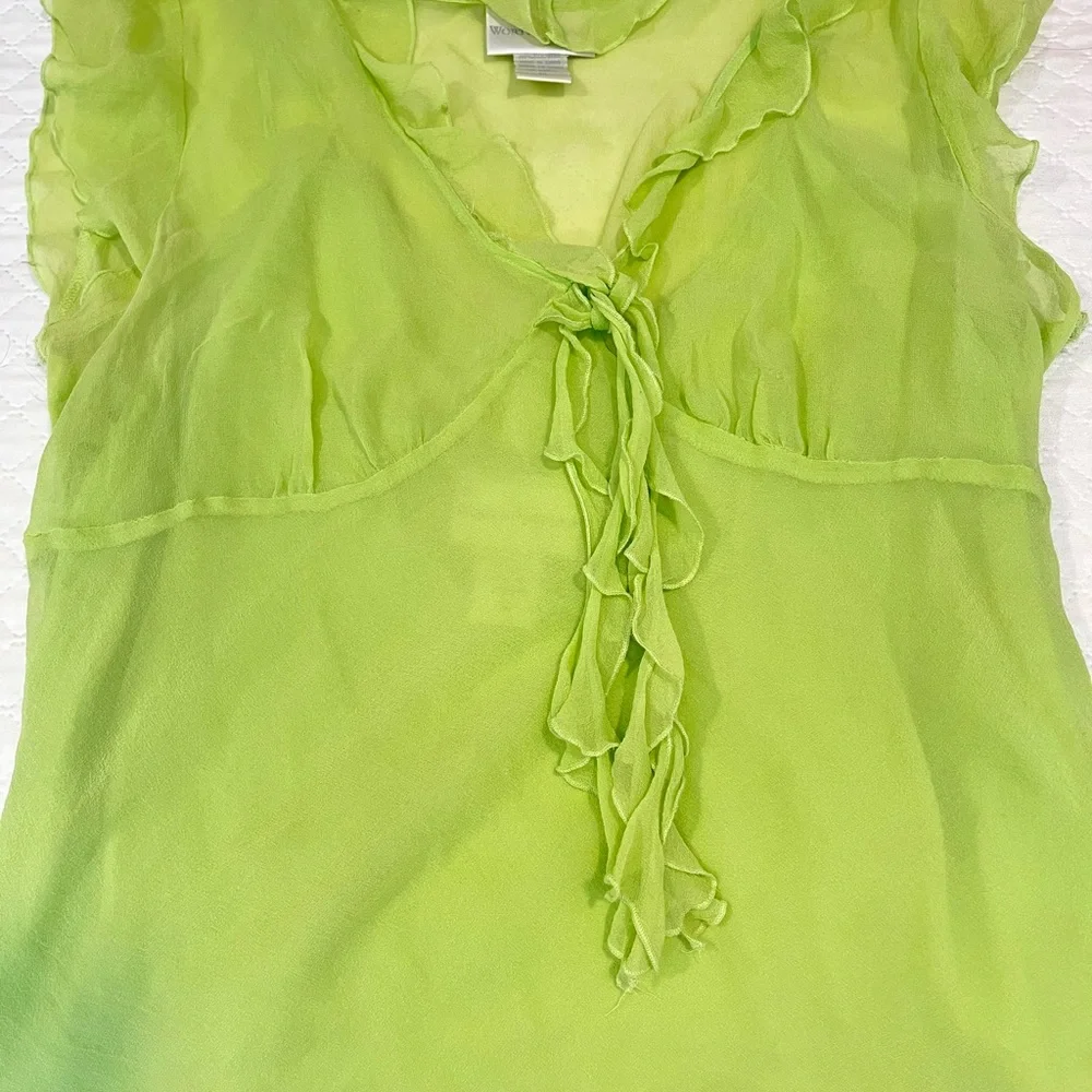Worthington Lime Ruffle Chiffon with inside camsole Blouse - Picture 10 of 10